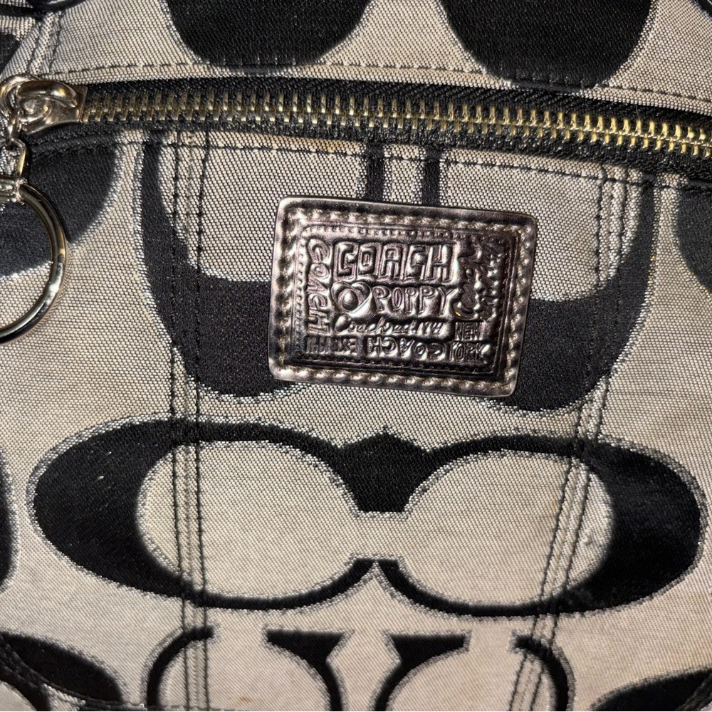 Gorgeous Vintage Coach Poppy Black Logo Canvas Dome Satchel - Picture 5 of 13